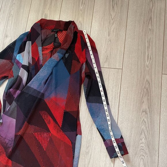 Robert Rodriguez Brooke Overlay Faux Wrap Mini Dress Tunic Women’s Medium Geomet - Picture 5 of 9